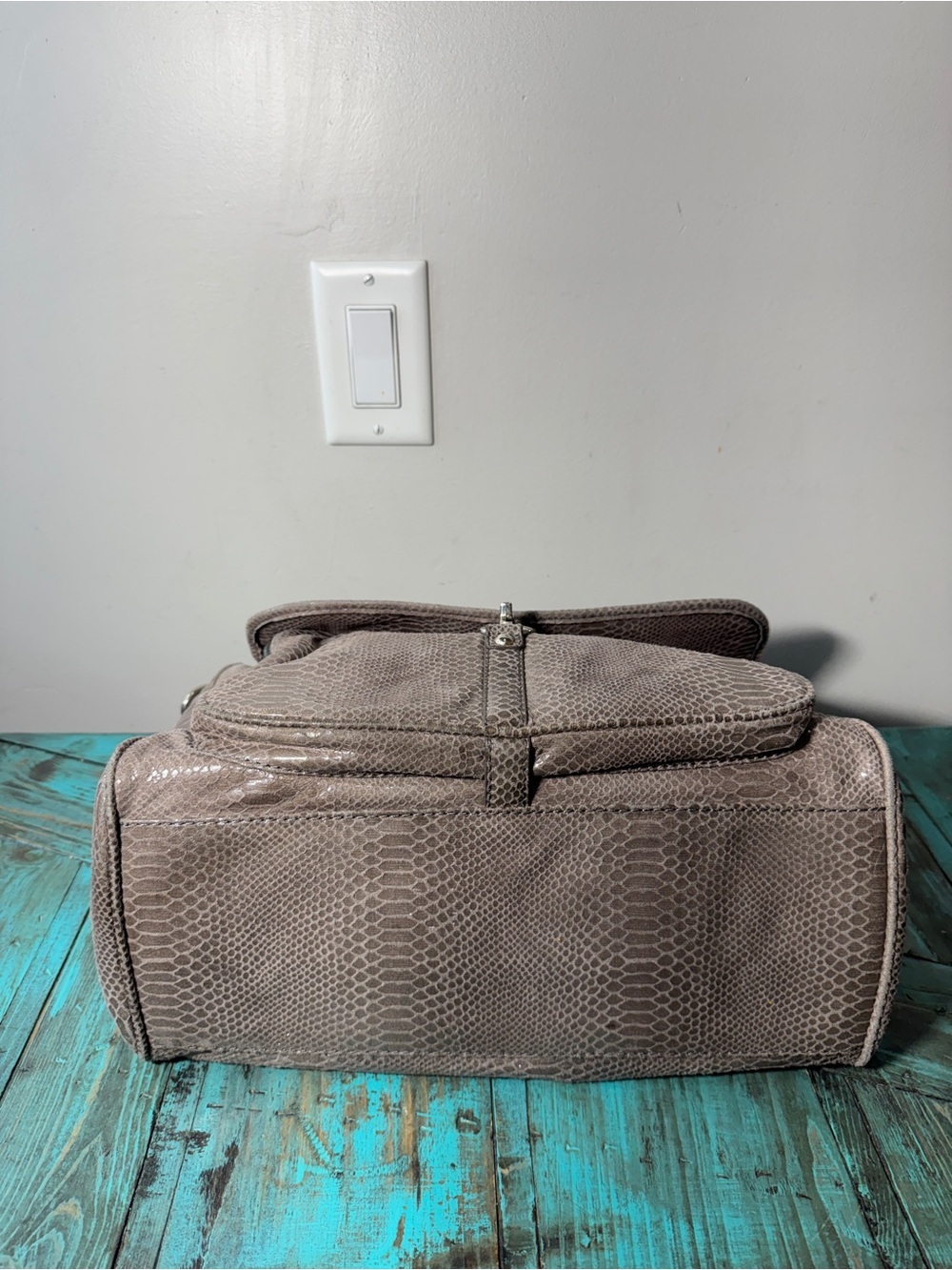 Nine West Grey Faux Snakeskin Print Laptop Bag - Picture 9 of 16
